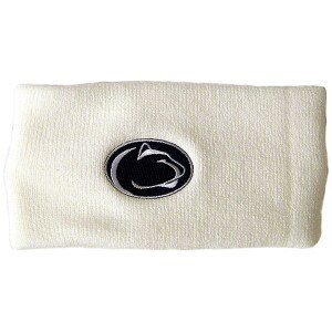 white knit winter headband with Penn State Athletic Logo
